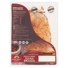 Clay Oven Bakery 2 Flame Baked Spicy Naan Breads 360G