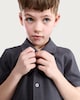 image 1 of F&F Boys Cotton Rich Textured Short Sleeved Shirt in Grey