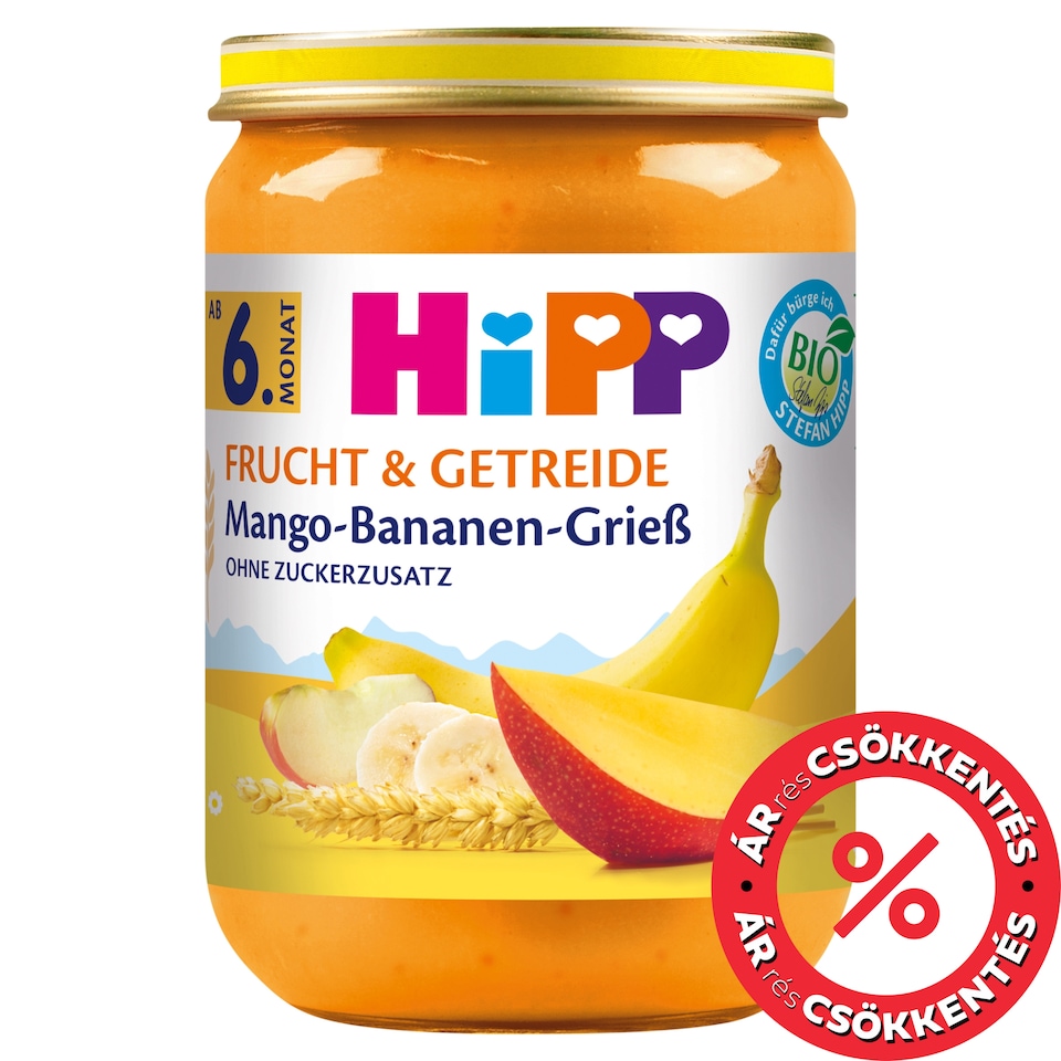 HiPP bio mangós-bananos gríz bébidesszert 6 hónapos kortól 90 g 