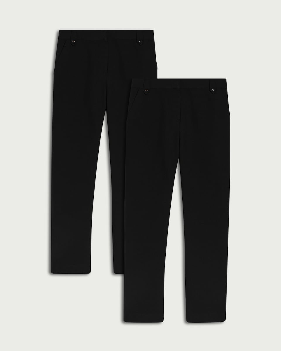 image 1 of F&F Girls School 2-Pack Dressing Made Easy Trousers in Black