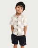 image 1 of F&F Boys Cotton Rich Knitted Patchwork Short Sleeved Shirt in Stone