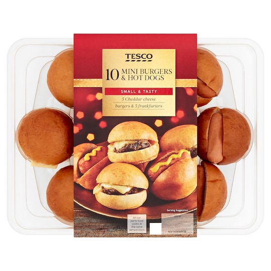 Tesco 10 Mini Burgers & Hot Dogs 225G Tesco Groceries