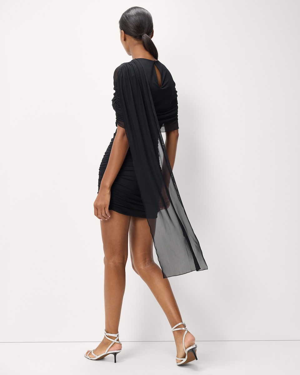 image 1 of F&F Ruched Draped Mini Dress in Black