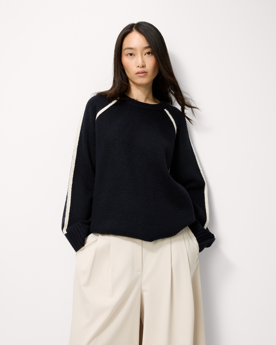 image 1 of F&F Tipped Knitted Jumper with Wool in Navy