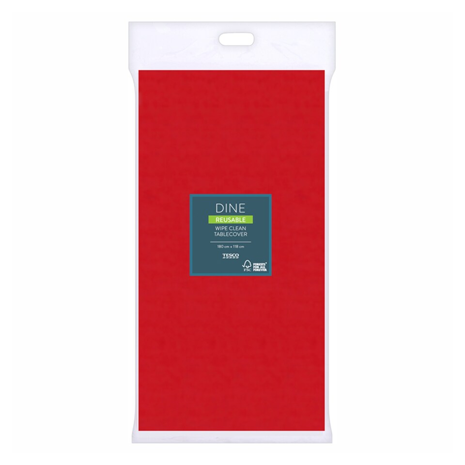 Tesco Red Table Cover 180X118cm