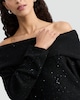 image 2 of F&F Knitted Off Shoulder Sparkle Jumper in Black