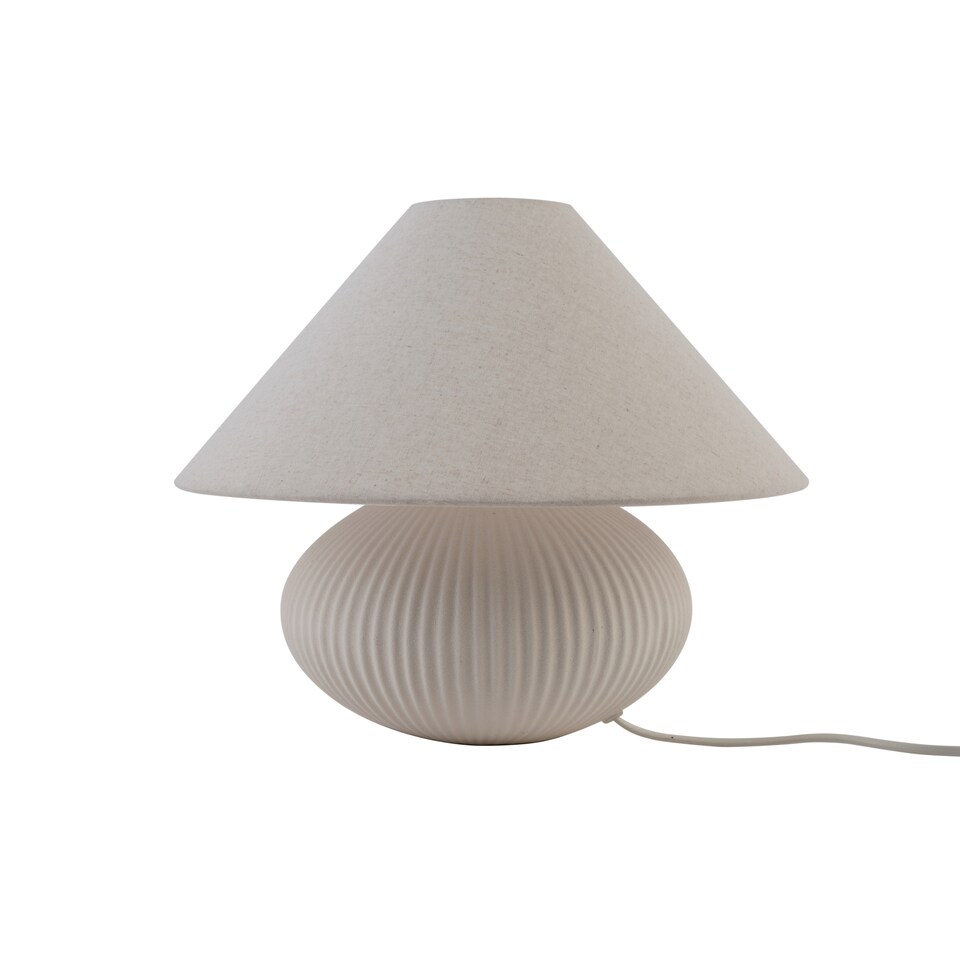 F&F Home Cream Ribbed Ceramic Table Lamp 