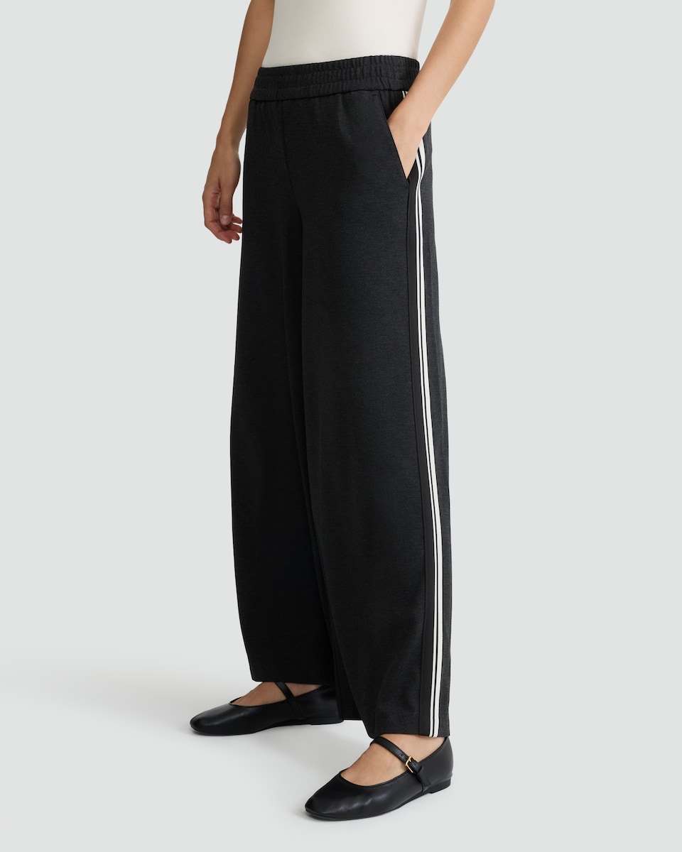 image 1 of F&F Side Stripe Wide Leg Trousers in Grey