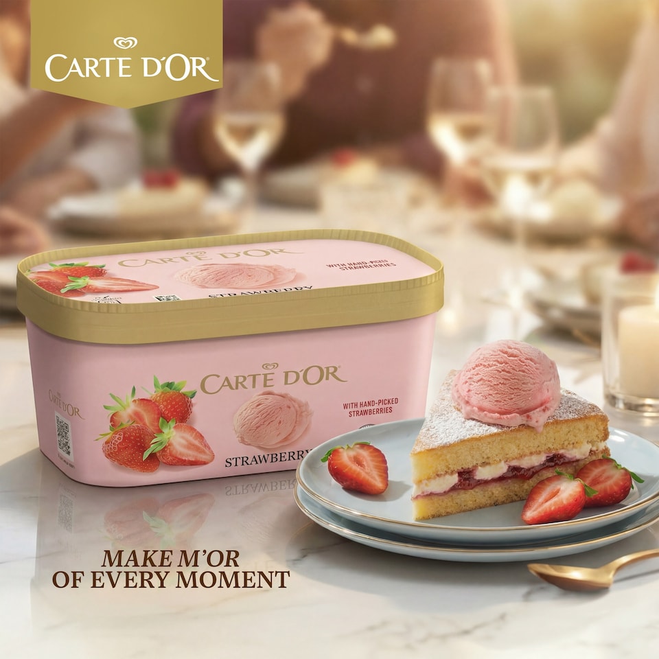 image 1 of Carte D'or Strawberry Ice Cream Tub 900ml