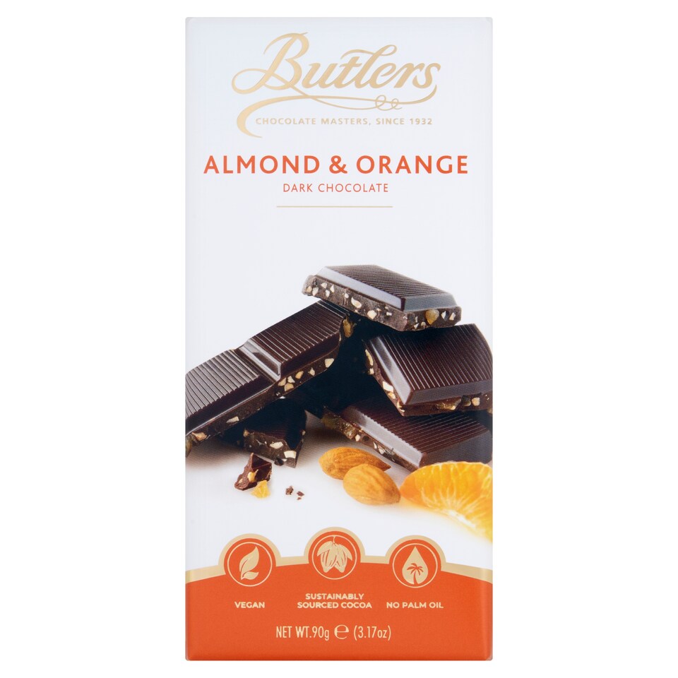 Butlers Dark Almond And Orange Chocolate Bar 90G