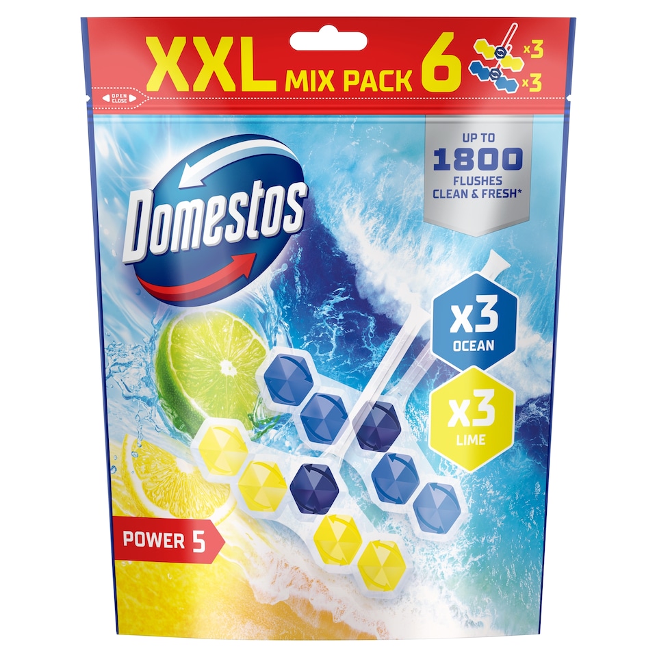 Domestos Power 5 Ocean/Lime WC frissítő blokk 6 x 50 g