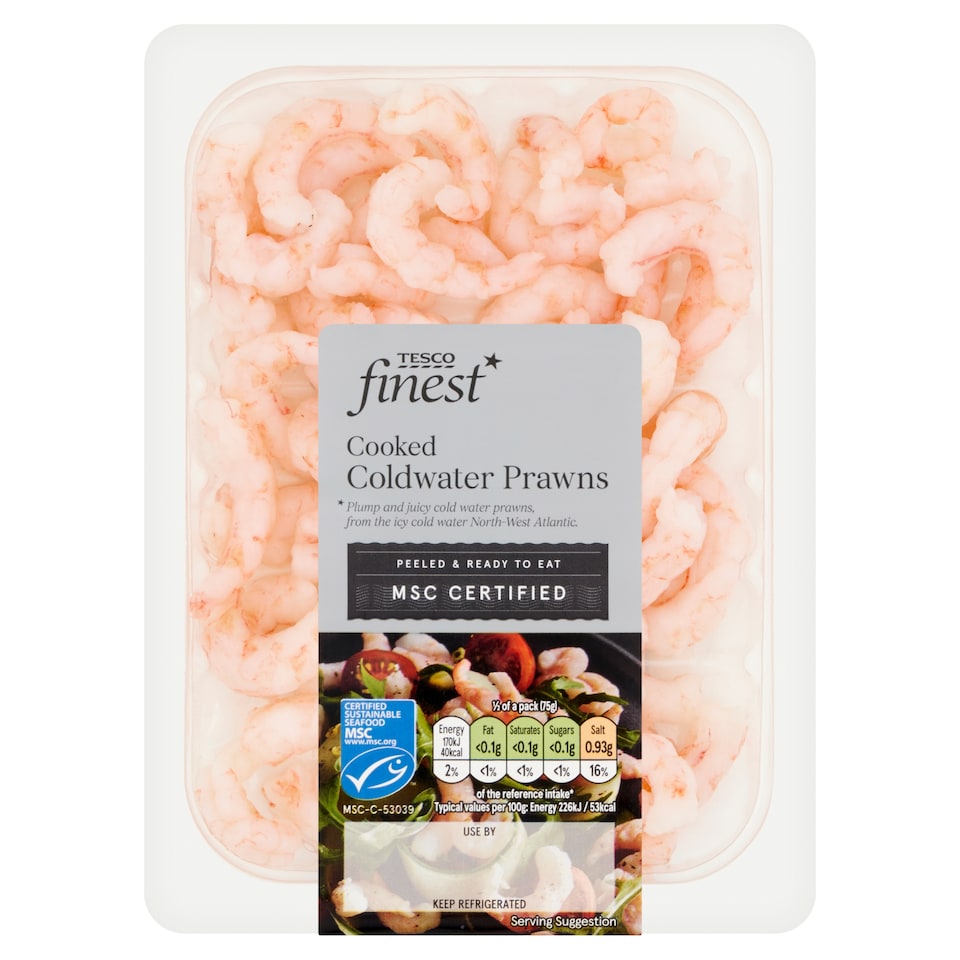 Tesco Finest Cooked & Peeled Coldwater Prawns 150g