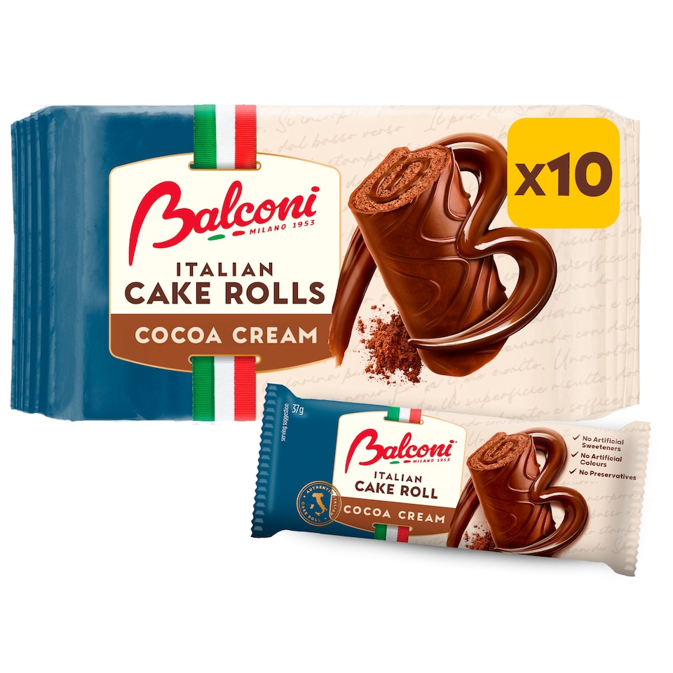 Balconi Italian Cake Rolls Cocoa Cream 10 x 37g