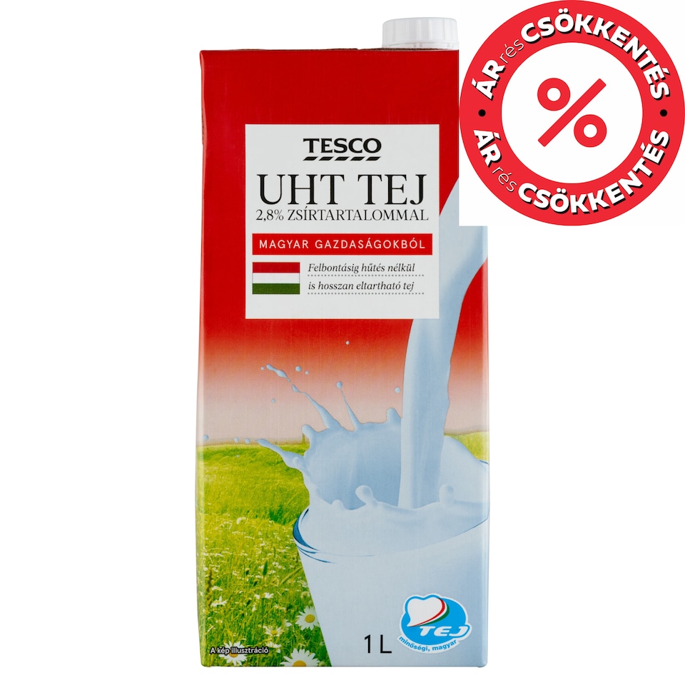 Tesco UHT félzsíros tej 2,8% 1 l