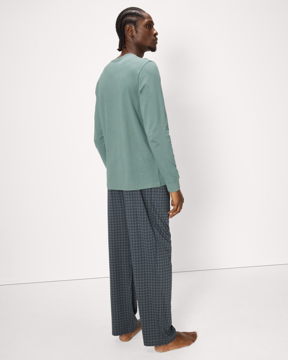 image 1 of F&F Pure Cotton Checked Pyjama Set in Green