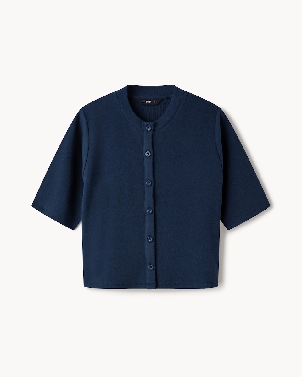 image 1 of F&F Brushed Button Up Top in Navy