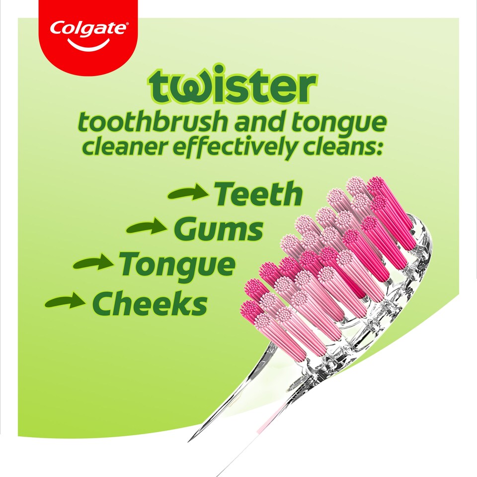 image 1 of Colgate Twister Medium Manual Toothbrush 2 Pack Clipstrip
