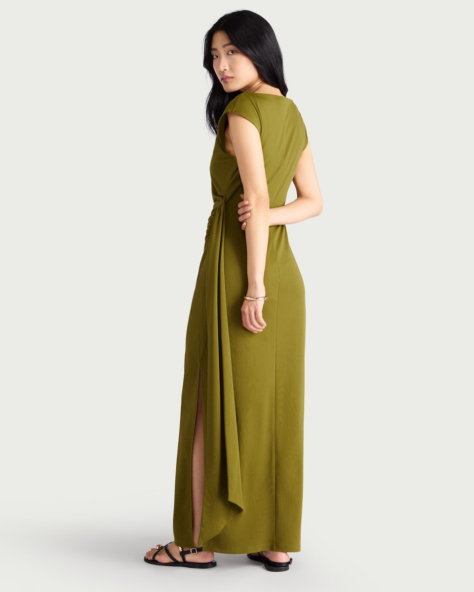 image 1 of F&F Ruched Maxi Dress in Olive