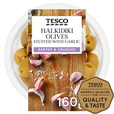 Tesco Halkidiki Olives Stuffed With Garlic 160G