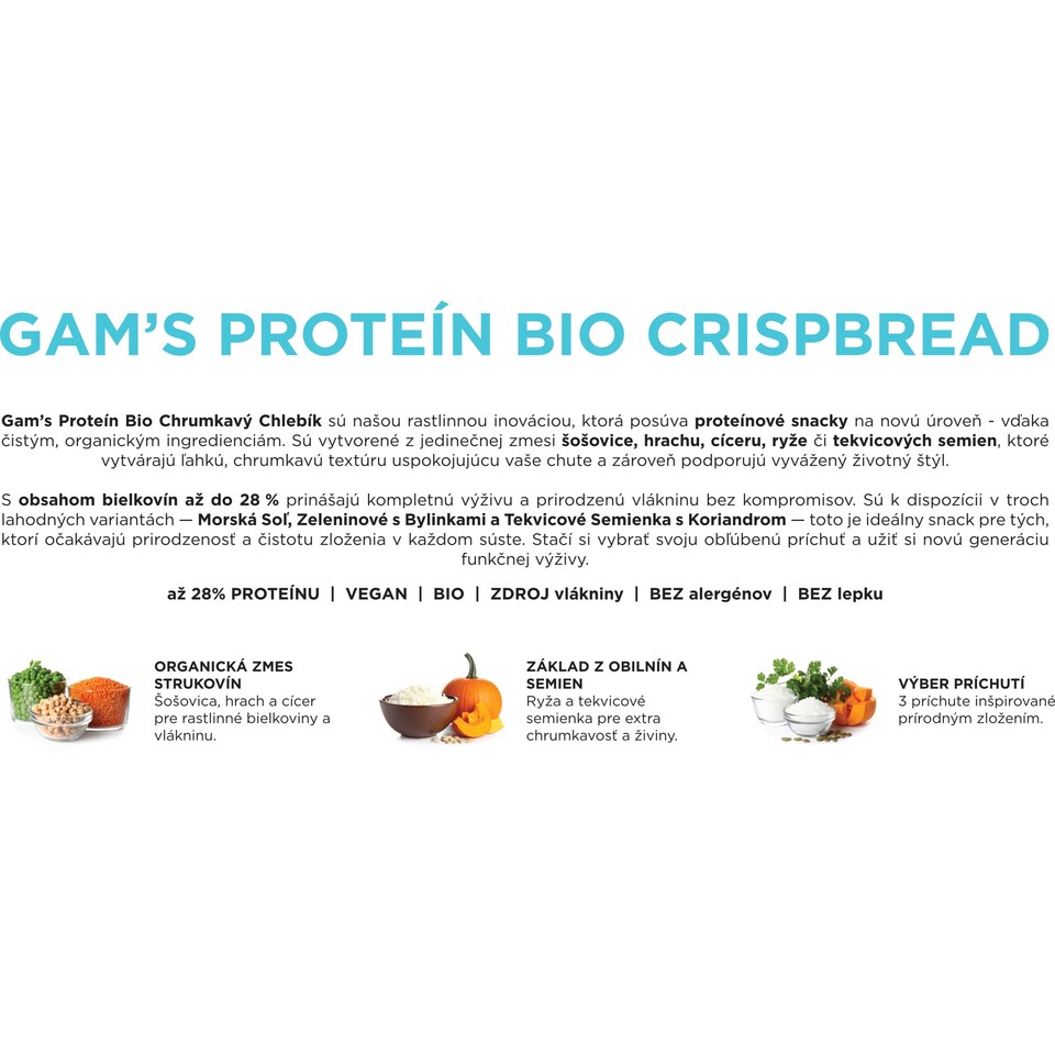 obrázok 1 z Gam's Bio proteínový vegánsky plátok s múkou z tekvicových semien a koriandrom 50 g