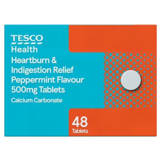 Tesco Antacid Peppermint Flavour 48S Tesco Groceries
