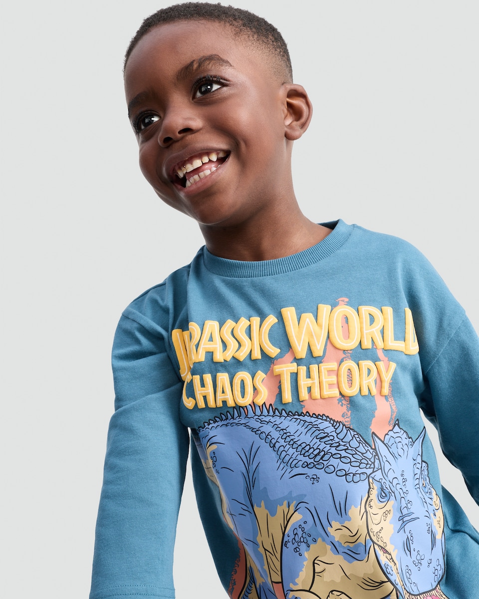 image 1 of Jurassic World Chaos Theory Pure Cotton Long Sleeved Top in Blue