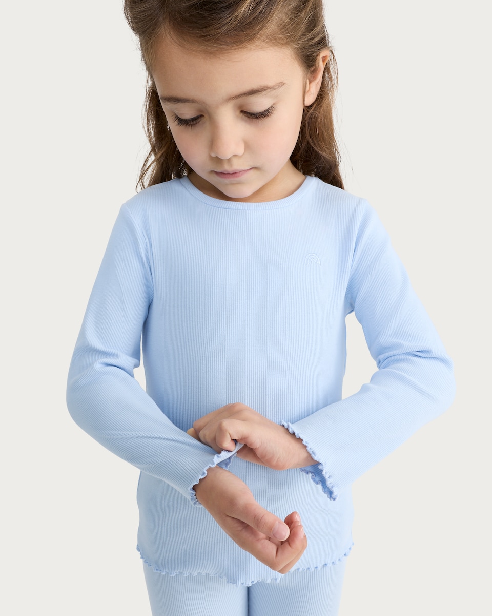 image 1 of F&F Girls 2-Pack Cotton Rich Ribbed Long Sleeved Tops in Multi Pink