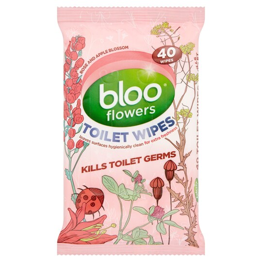 Bloo Blossom Rose And Apple Toilet Wipes 40'S Tesco Groceries