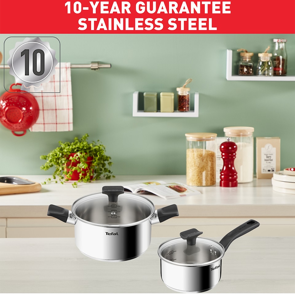image 1 of Tefal Titanium Max 3 Piece Saucepan & Lid Set