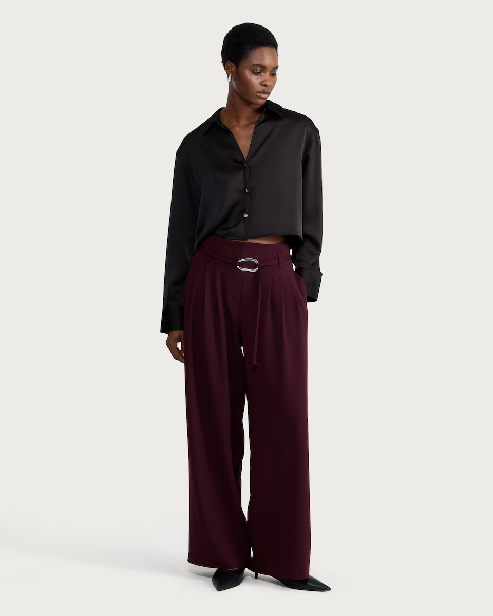 image 1 of F&F Wide Leg Belted Trousers in Purple