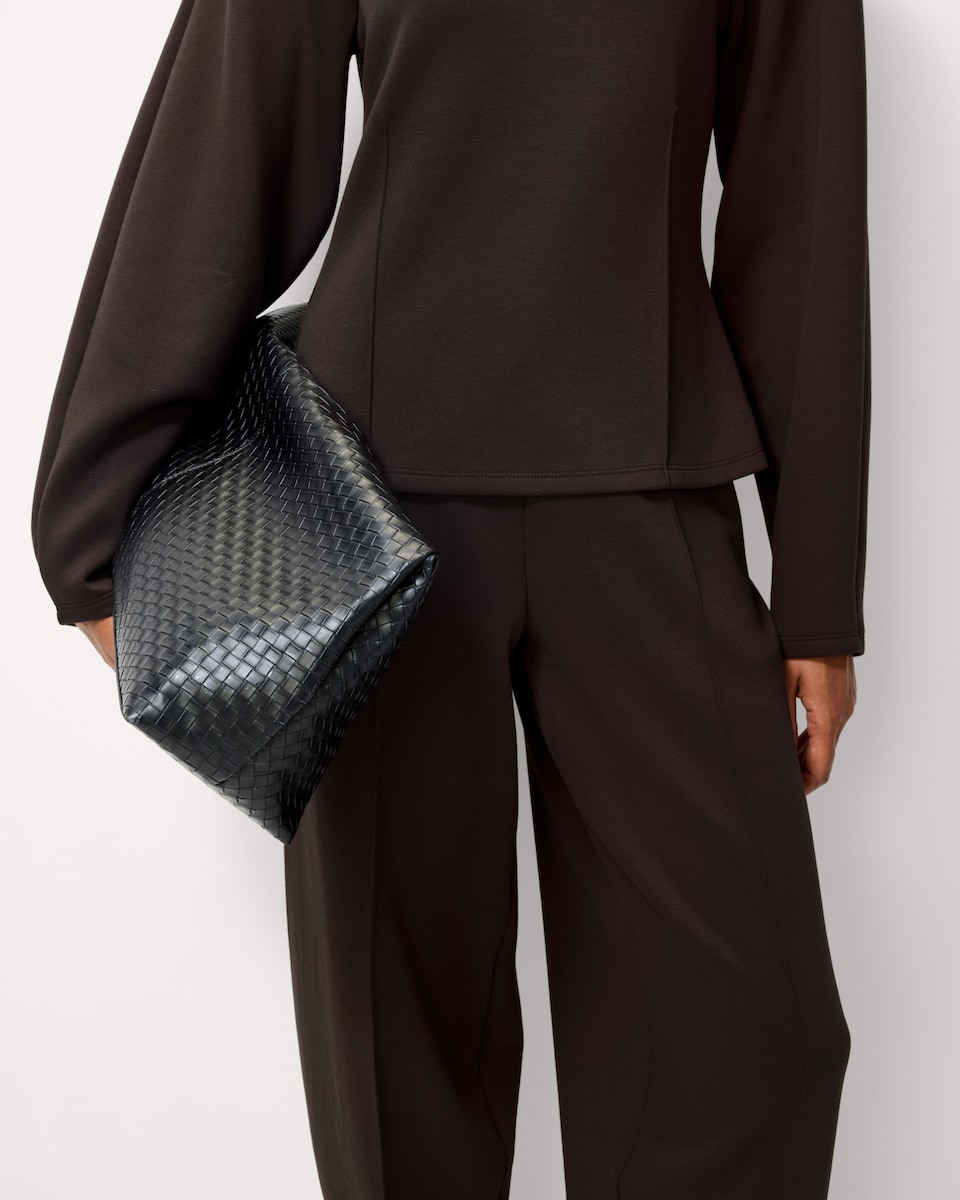 image 1 of F&F Scuba Barrel Leg Co-ord Trousers in Chocolate