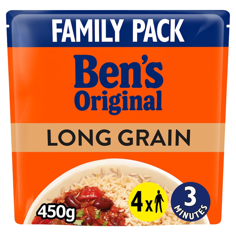 image 1 of Bens Original Long Grain Microwave Rice Family Pack 450g 