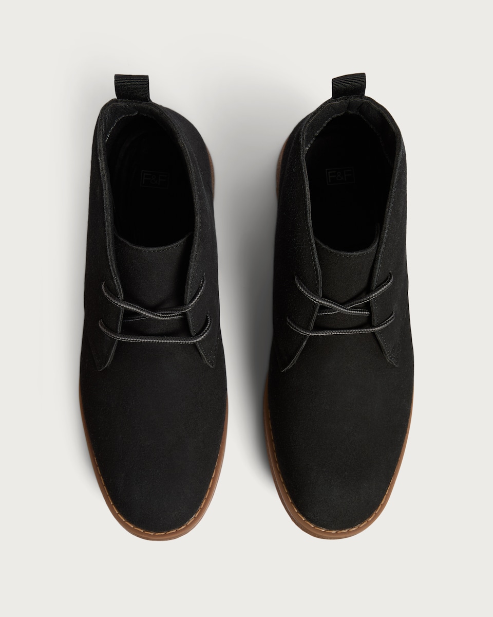 image 1 of F&F Faux Suede Lace Up Ankle Boots in Black