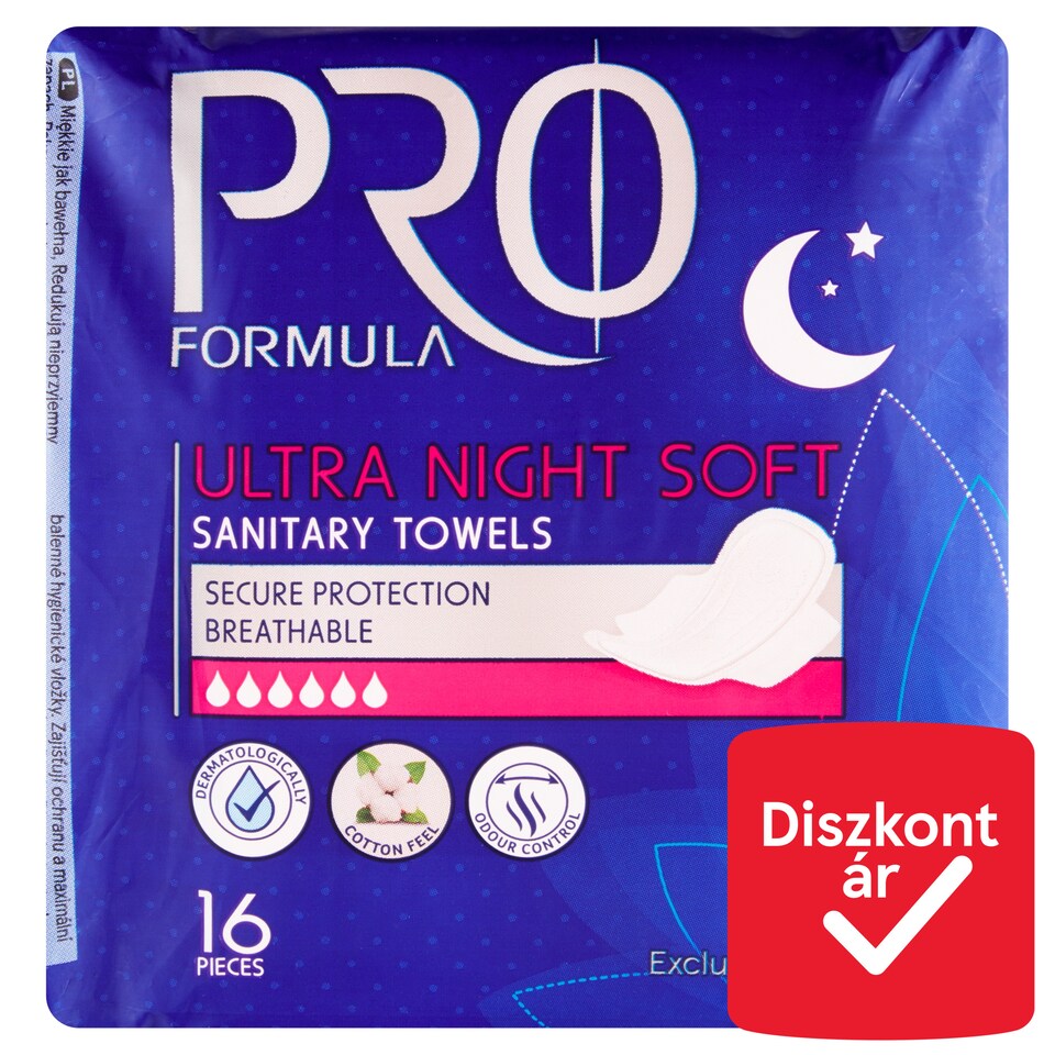 Tesco Pro Formula Ultra Night Soft egészségügyi betét 16 db