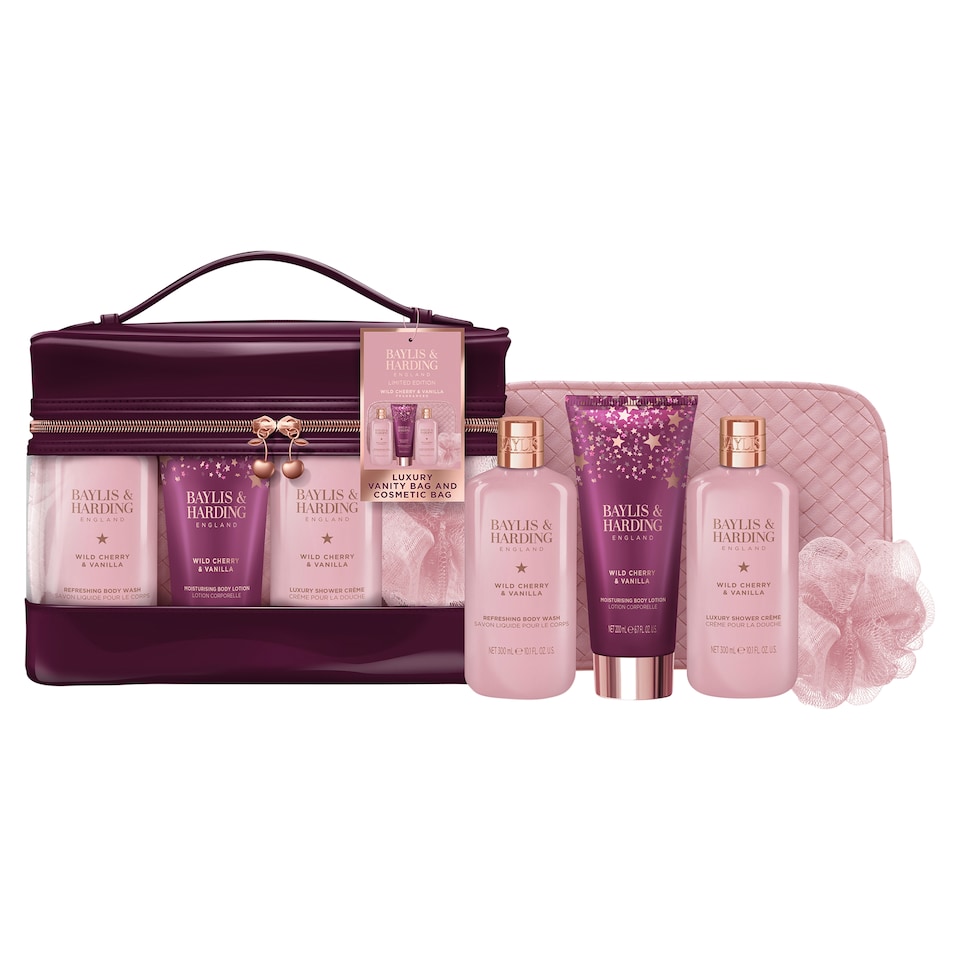 image 1 of Baylis & Harding Wild Cherry & Vanilla Luxury Bag & Cosmetic Gift Set