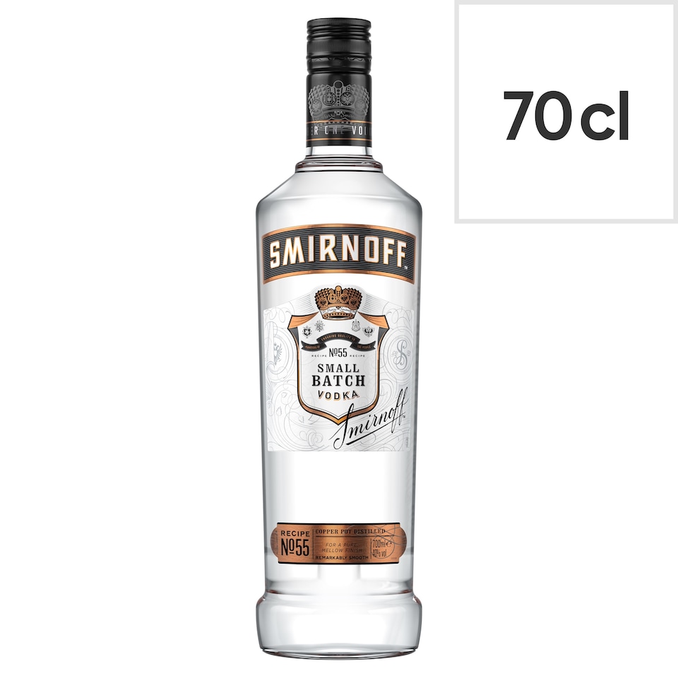 image 1 of Smirnoff No. 55 Black Small Batch Vodka Bottle 40% Vol 70cl