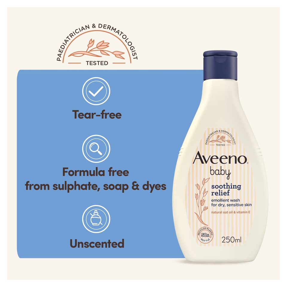 image 1 of Aveeno Baby Soothing Relief Emollient Baby Wash for Dry Skin 250ml