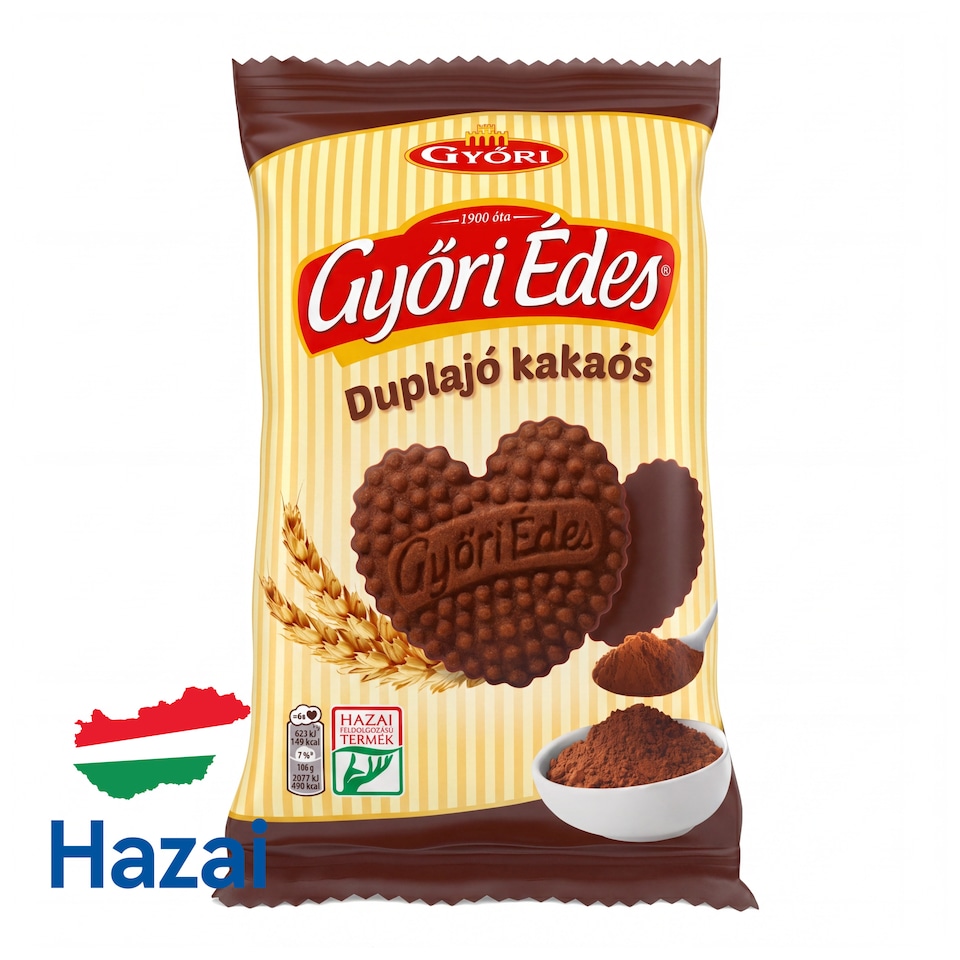 Győri Édes Duplajó kakaós bevonómasszával talpán mártott, kakaós, omlós keksz 150 g