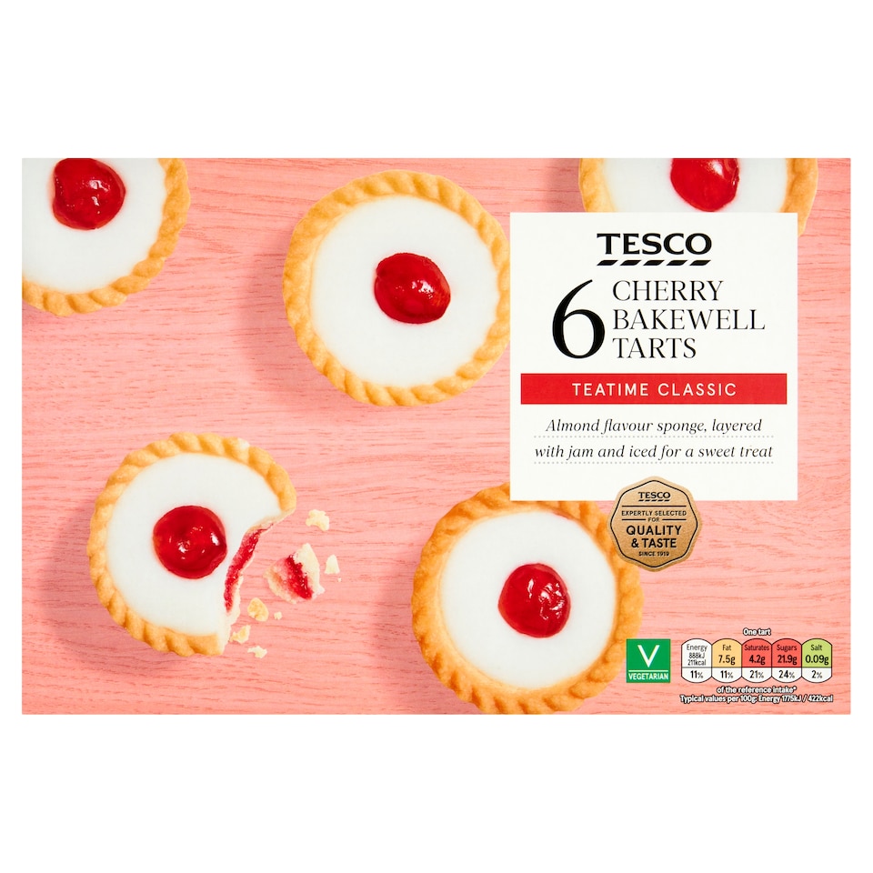 Tesco Cherry Bakewell Tarts - Almond, Plum, Raspberry 6 Pack