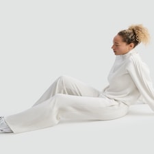 F&F Active Wide Leg Side Stripe Joggers in Cream