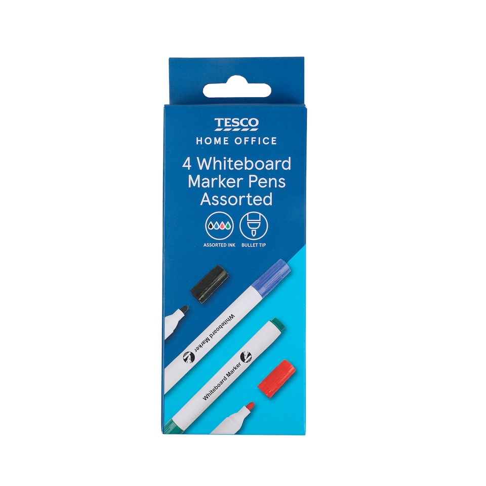 image 1 of Tesco Whiteboard Markers Asstd 4 Pack Millimetre