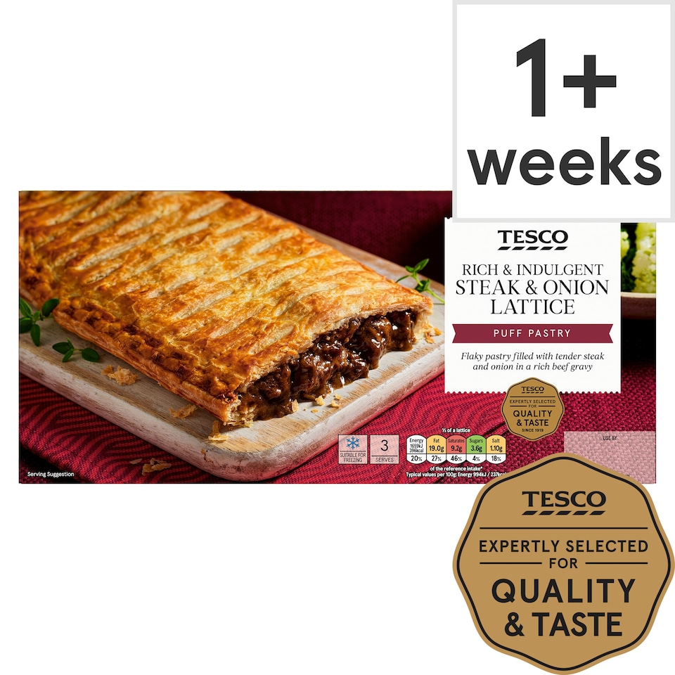 Tesco Steak & Onion Lattice Bar 500G