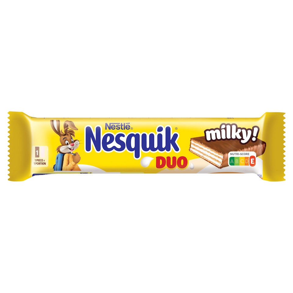 Nesquik Duo tejcsokoládéval mártott tejes krémmel töltött ostya 26 g
