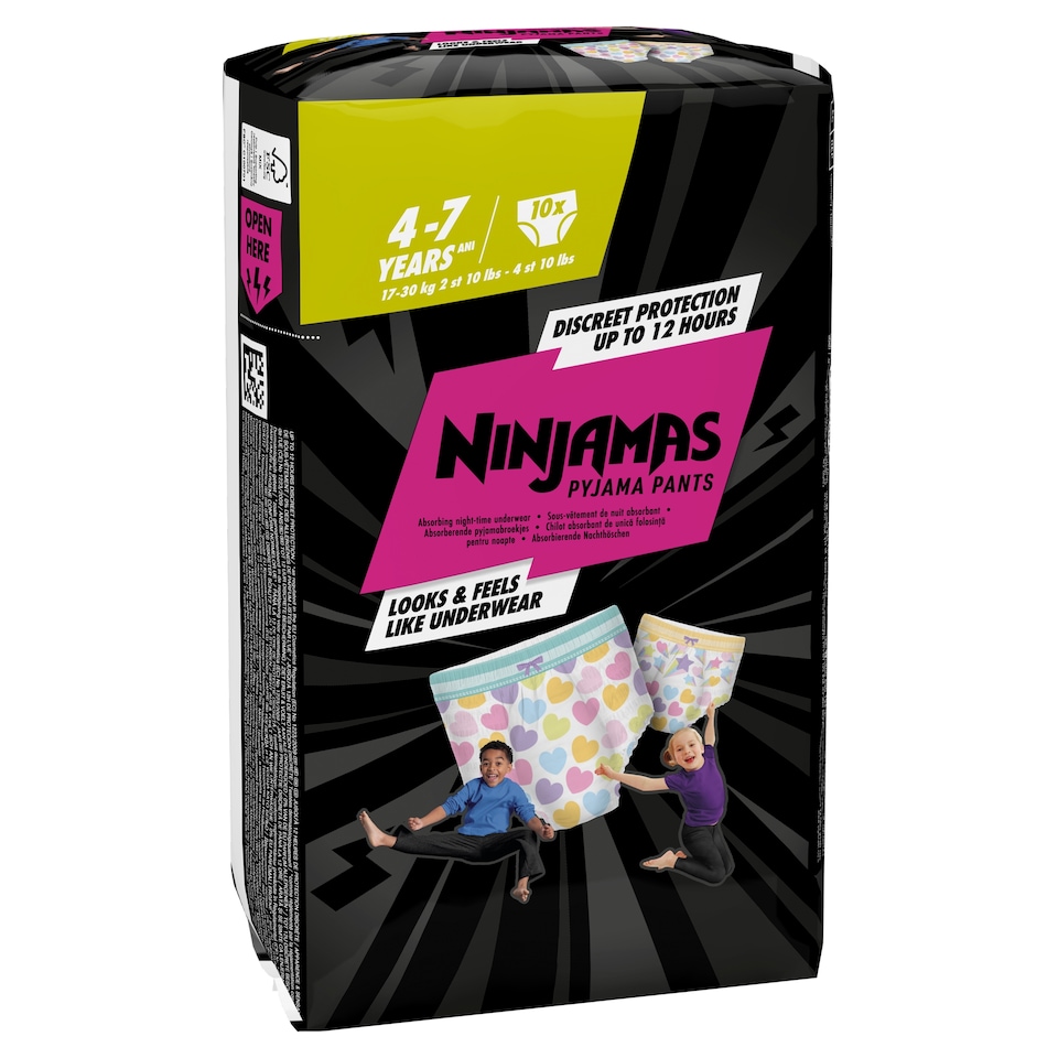 Obrázek 1 pro produkt Ninjamas Absorpční Spodní Kalhotky na Noc,10 Absorpční Spodní Kalhotky na Noc, 7 Let