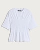 image 4 of The F&F Edit Pure Cotton Shirred Waist Short Sleeved Top in White
