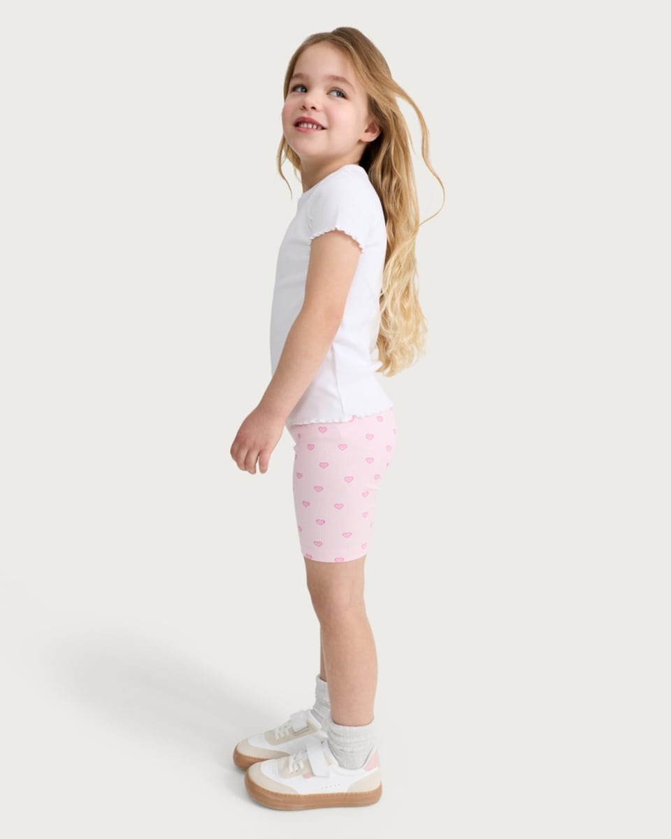 image 1 of F&F Girls 3-Pack Cotton Rich Ribbed Cycling Shorts in Multi Pink