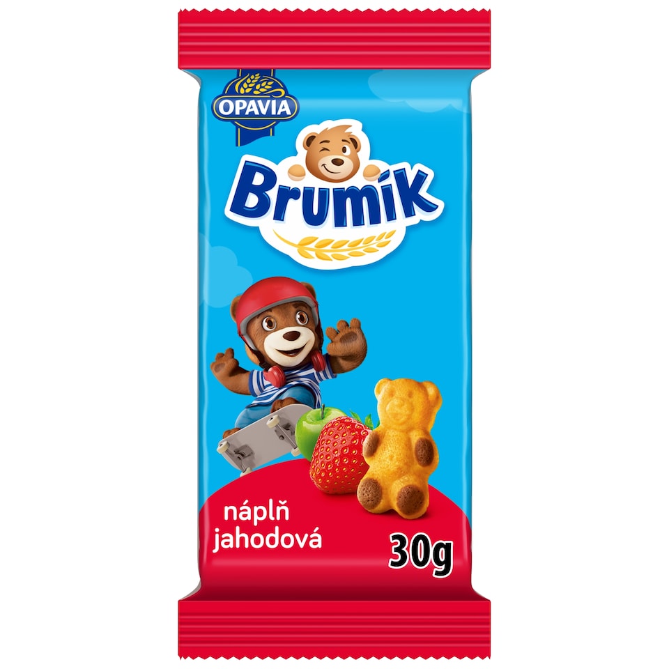 Opavia Brumík s jahodovou náplní Jemné pečivo Bez barviv a konzervantů Individuální balení 30 g