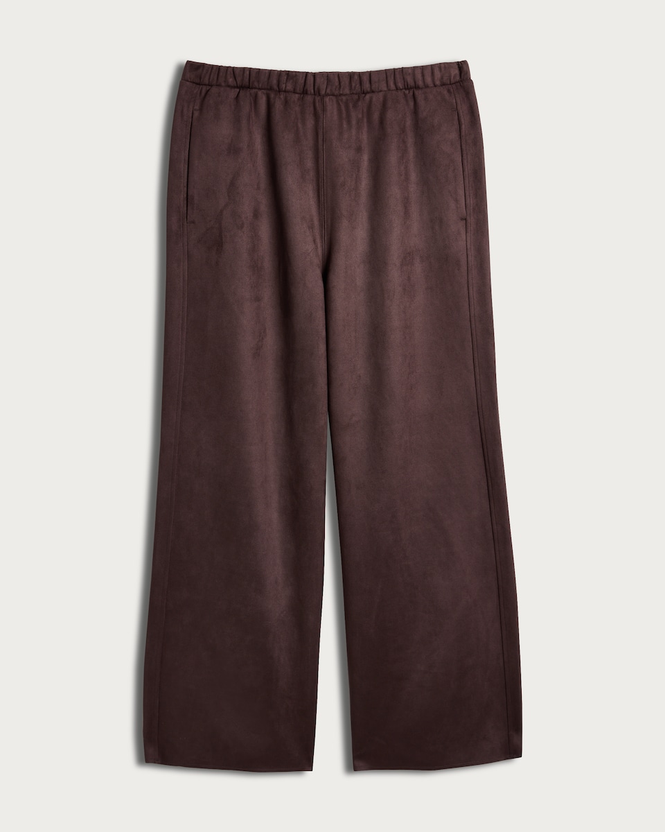 image 1 of F&F Faux Suede Wide Leg Trousers in Brown
