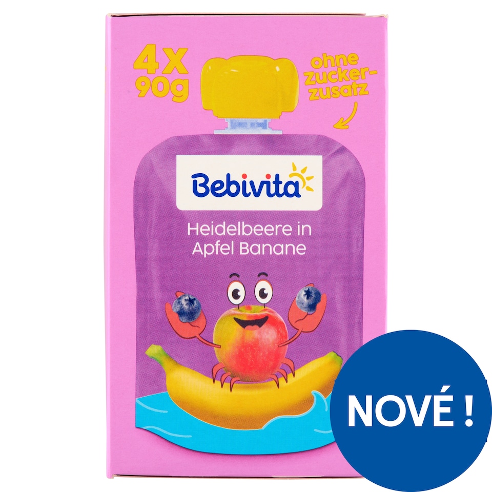 Obrázek 1 pro produkt Bebivita Jablko, banán, borůvka 4 x 90g (360g)