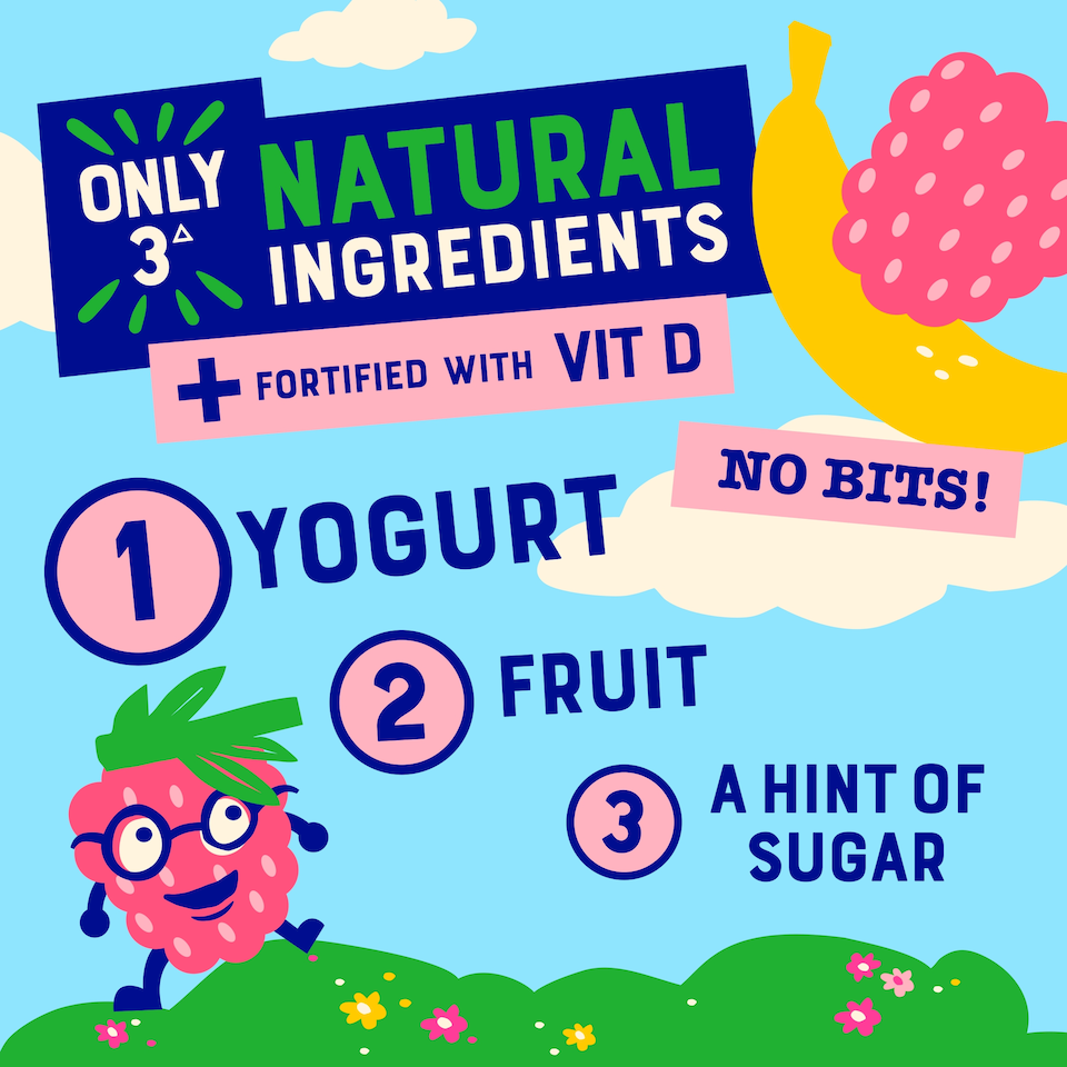 image 1 of Onken Kids Raspberry & Banana Yoghurt 4 x 90g